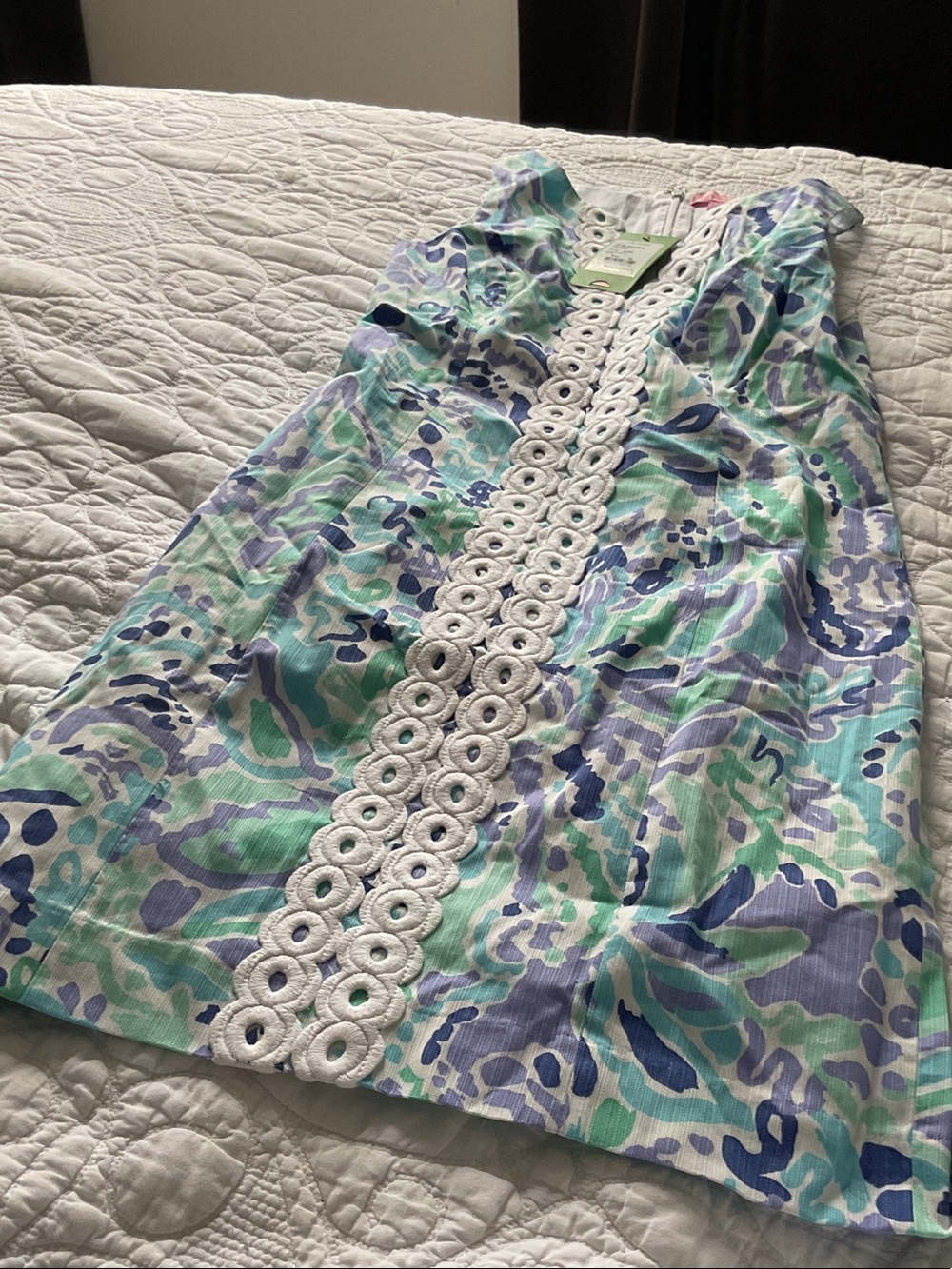 Lilly Pulitzer Girls' Sleeveless Floral Shift Dress - Blue, Green & White